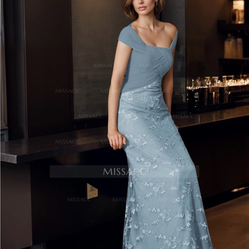 Sophisticated Light Blue Lace Wedding Dress
